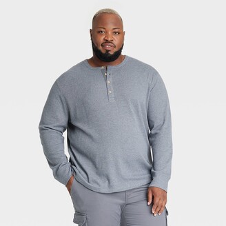 Men's Big & Tall Long Sleeve Textured Henley Shirt - Goodfellow & Co™ Gray  5XL - ShopStyle