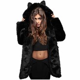 Thumbnail for your product : Fhuuly New Women's Fashion Winter Warm Coat Fox Ear Cardigan Faux Fur Long Sleeve Sexy Coat Plus Outwear （Black，3XL）