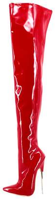 BitterMoonHeel APPR.7 Metal Heel Pointed Toe Sexy Fetish red Patent Crotch Boots