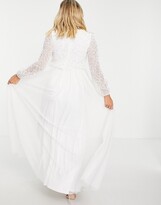 Thumbnail for your product : Maya Maternity embellished top long sleeve maxi dress in white