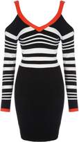 Thumbnail for your product : Jane Norman Monochrome & Red Buckle Shoulder Dress