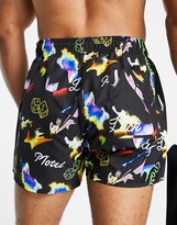 Thumbnail for your product : Topman 'Lady Luck' swim shorts in black
