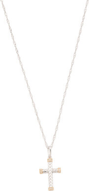 TJMAXX 14Kt Gold And Sterling Silver Cross Pendant Necklace