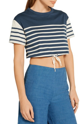 Solid and Striped Cropped Striped Cotton-Jersey Top