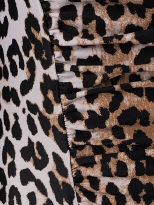 Ganni Leopard-Print Ruched Swimsuit