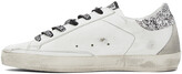 Thumbnail for your product : Golden Goose White & Silver Glitter Superstar Sneakers