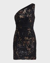 Thumbnail for your product : Halston Sharon One-Shoulder Sequin & Tulle Mini Dress