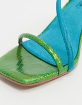 Thumbnail for your product : ASOS DESIGN Hold Me aysmmetric mid-heeled sandals in multi