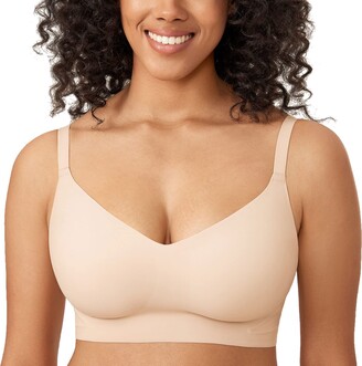  Womens Plus Size Wireless Bra Support Comfort Full Coverage  Unlined No Underwire Smooth Beige 38C