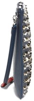 Thumbnail for your product : Christian Louboutin Loubiclutch Spiked Leather Clutch - Blue