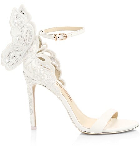 white butterfly heels