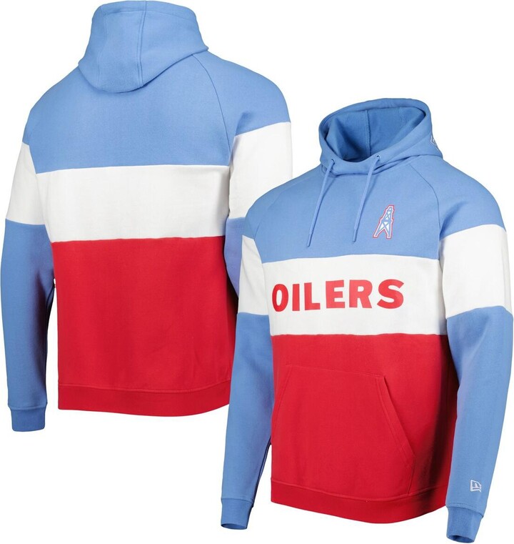 Men's Houston Oilers New Era Light Blue Throwback Raglan Long Sleeve  T-Shirt