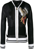 Philipp Plein - veste zippée en maille ajourée - women - coton/Acrylique/Nylon/Polyester - S