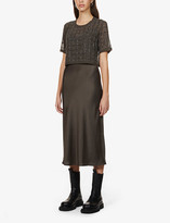 Thumbnail for your product : AllSaints Reille 2-in-1 embellished-overlay woven midi dress