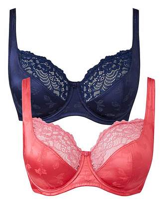 Pretty Secrets 2 Pack Laura Full Cup Navy/Pink Bras