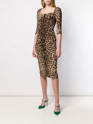 Dolce & Gabbana Leopard-Print Midi Dress