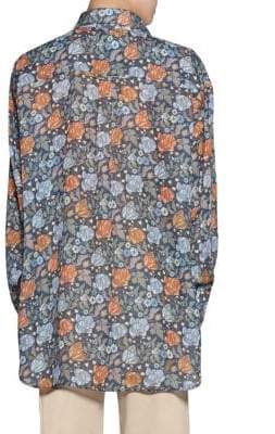 Acne Studios Long-Sleeve High-Low Floral Shirt