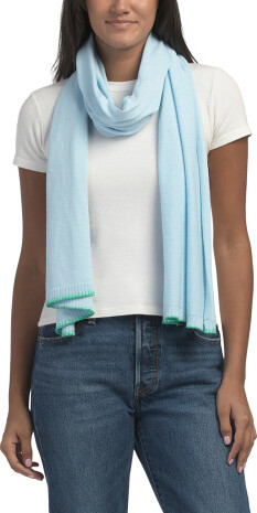 TJMAXX Contrast Whipstitch Trim Scarf For Women, Cotton/Cashmere