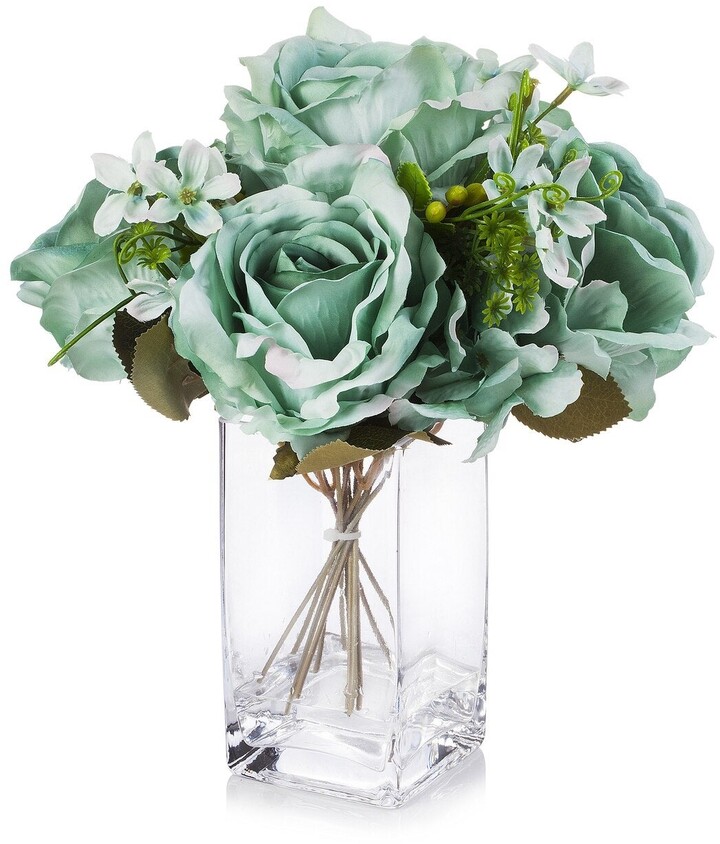 Enova Home Artificial Mixed Fake Silk Roses Flowers Arrangement in