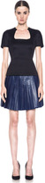 Thumbnail for your product : Derek Lam Leather Pleated Skirt in Blue