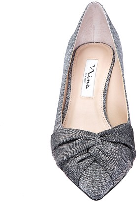 Nina Footwear Sparkle Low-Heel Pumps w/ Knot Detail - Tamlyn