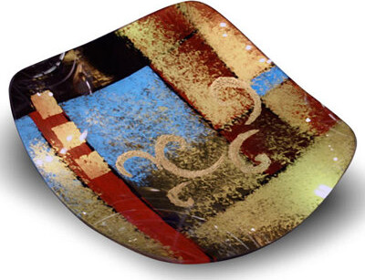 Jasmine Art Glass Square Platter