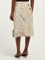Thumbnail for your product : Calvin Klein Brooch-embellished Leopard-print Silk Skirt - Leopard
