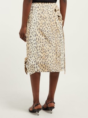 Calvin Klein Brooch-embellished Leopard-print Silk Skirt - Leopard
