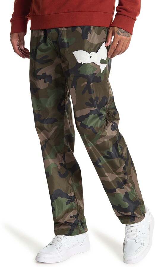 Bravepe Mens Multi Pockets Camouflage Print Casual Straight Leg Cargo Pants 