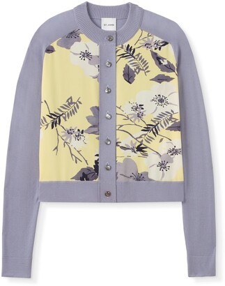 St. John Wool and Silk Floral Cardigan - ShopStyle