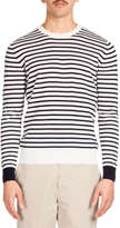 Thumbnail for your product : Ami Striped Crewneck Sweater, Navy/White