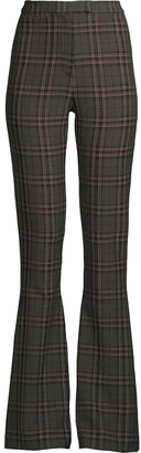 Nicole Miller Plaid Bell-Bottom Trousers