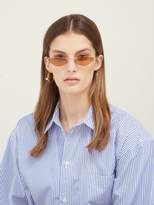 Thumbnail for your product : Eliza J Andy Wolf Oval Metal Sunglasses - Womens - Light Brown