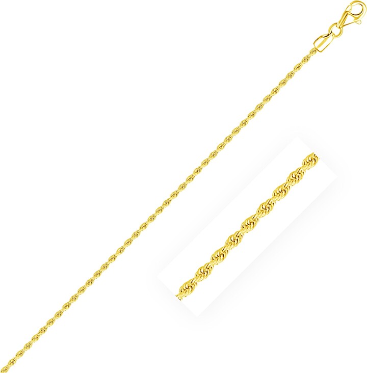 FASHNZFAB 2.0mm 14k Yellow Gold Diamond Cut Rope Anklet