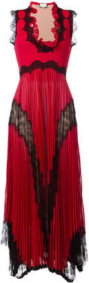 Gucci plissé pleated lace insert gown