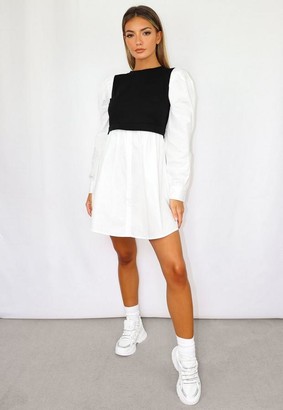 black and white jumper shirt dress