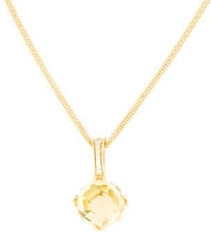 Frederic Sage 18K Lemon Quartz & Diamond Drop Pendant Necklace