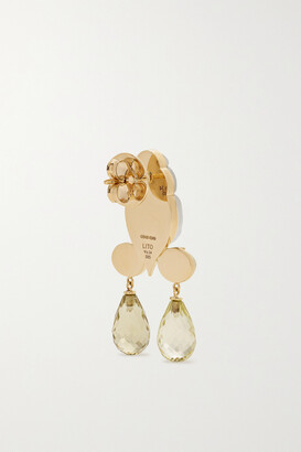 Lito Gioia Large 14-karat Gold, Quartz, Mother-of-pearl And Opal Earrings - One size