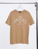 Thumbnail for your product : New Look oversized Los Angeles slogan tee in mink