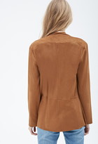 Thumbnail for your product : Forever 21 Collarless Faux Suede Jacket