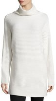 Thumbnail for your product : Halston Long-Sleeve Mock-Neck Ribbed Wool Sweater, Chalk