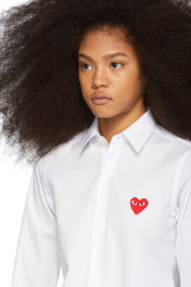 Comme des Garcons Play White & Red Heart Patch Shirt