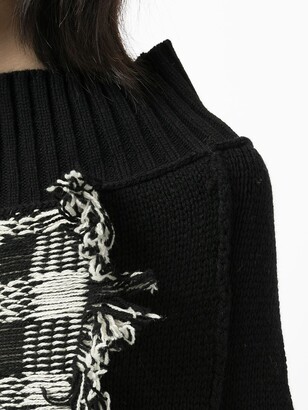 Y's Checked-Panel Frayed Jumper