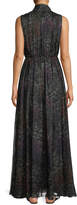Thumbnail for your product : Co Tie-Neck Sleeveless Floral-Print Silk Chiffon Evening Gown