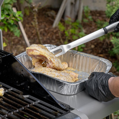 Kenmore 3-Piece Stainless Steel BBQ Grill Tool Set - Fork, Tongs, and Spatula