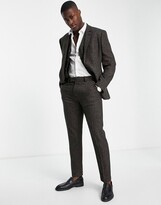 Thumbnail for your product : ASOS DESIGN super skinny suit pants in plaid wool mix in khaki