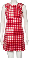 Red Checkered Cotton Short Dress M 