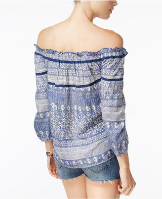 Roxy Juniors' Beach Fossil Printed Off-The-Shoulder Top