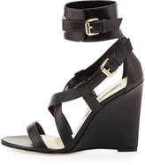 Thumbnail for your product : Brian Atwood Wedge Sandal with Ankle Wrap, Black