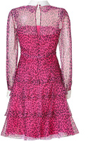 Thumbnail for your product : Valentino Fuchsia/Black Leopard Print Belted Silk Dress